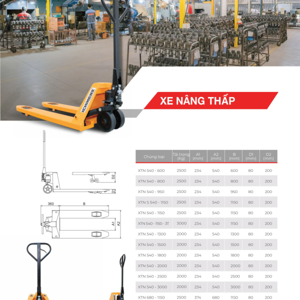 Xe nâng tay 3000kg càng 800mm ICHIMENS