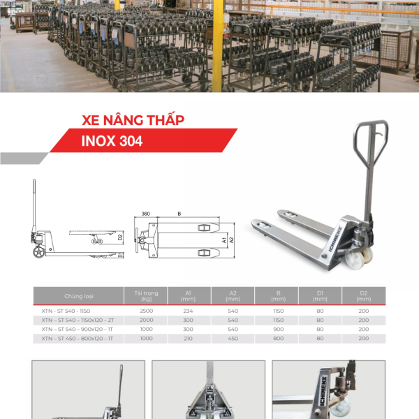 Xe nâng tay Mạ kẽm 2000kg ICHIMENS